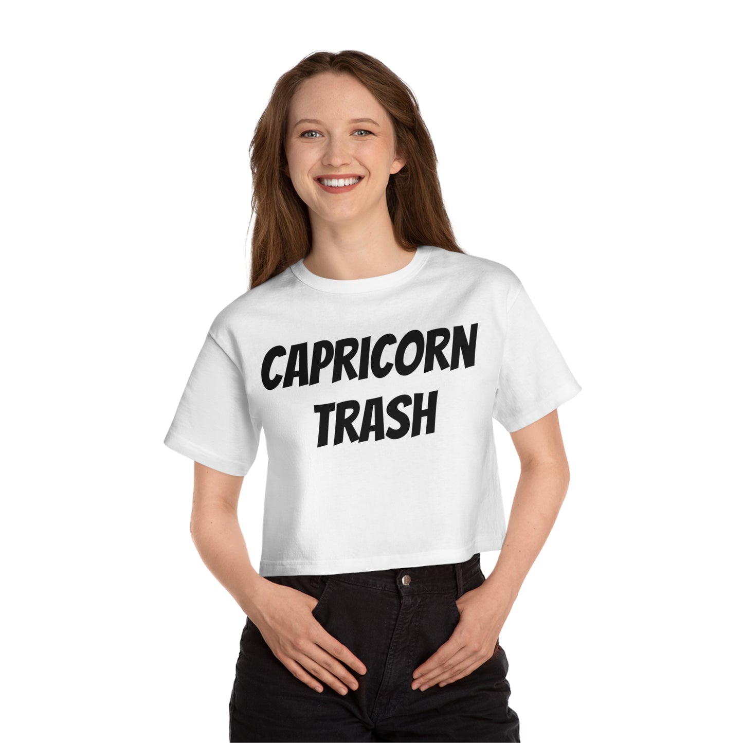 women's capricorn trash cropped tee