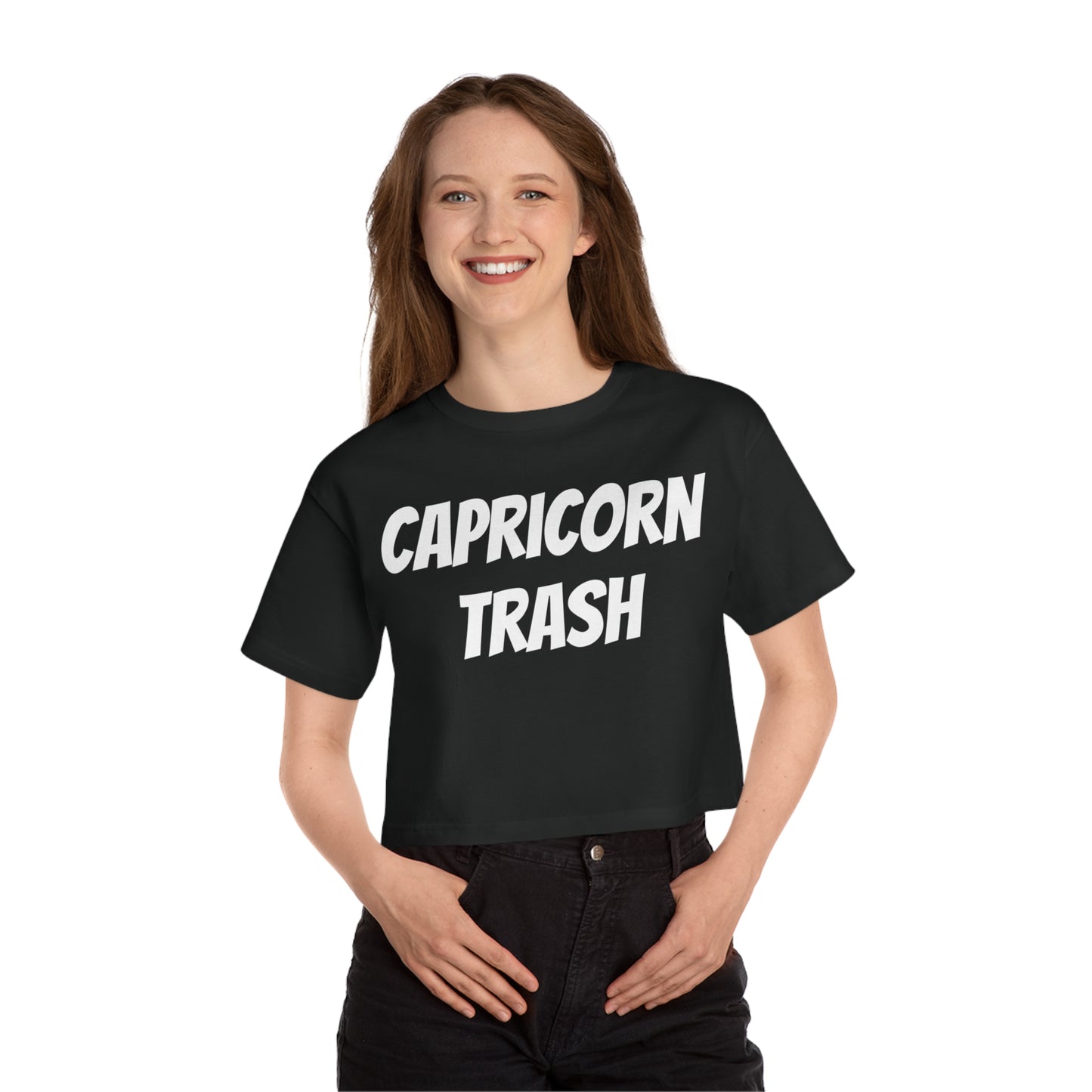 women's capricorn trash cropped tee