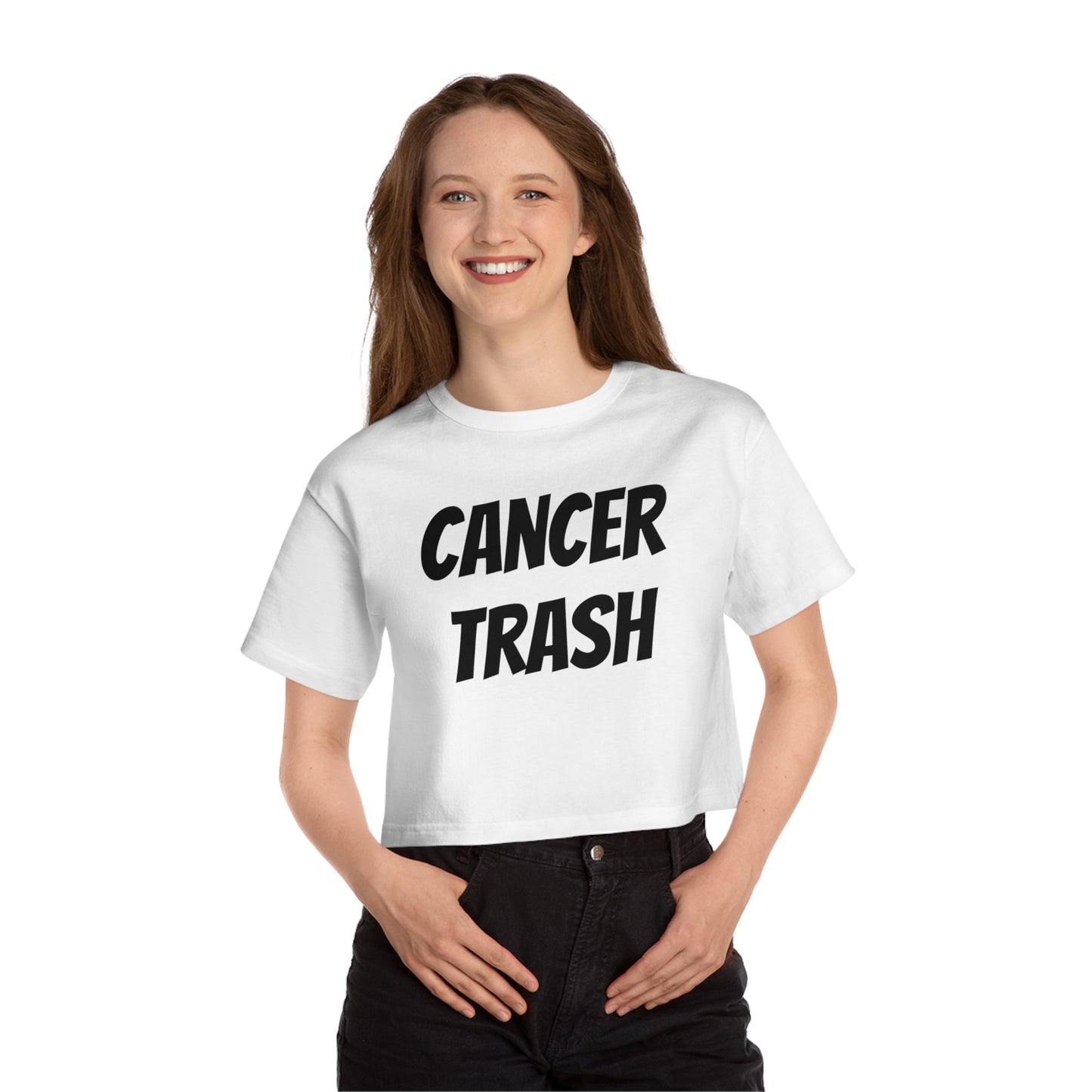 women's cancer trash cropped tee