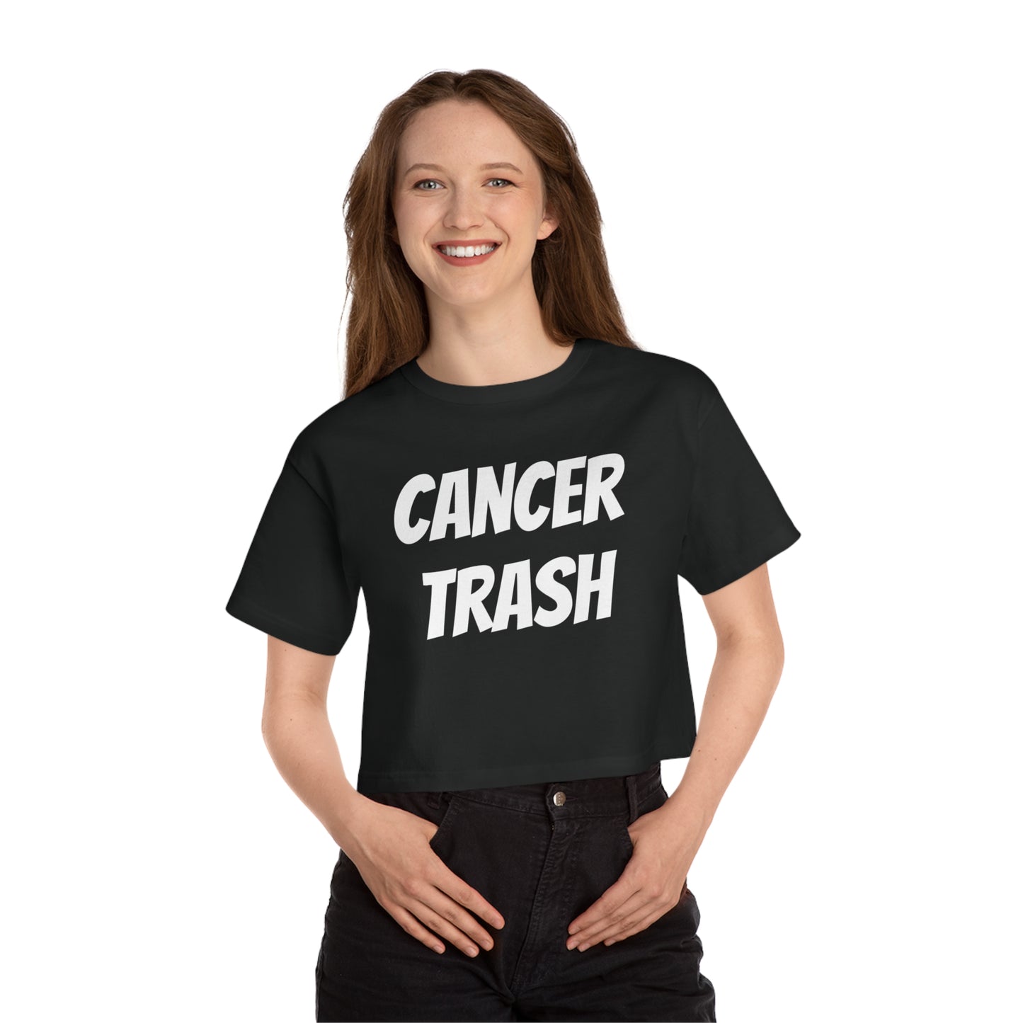 women's cancer trash cropped tee